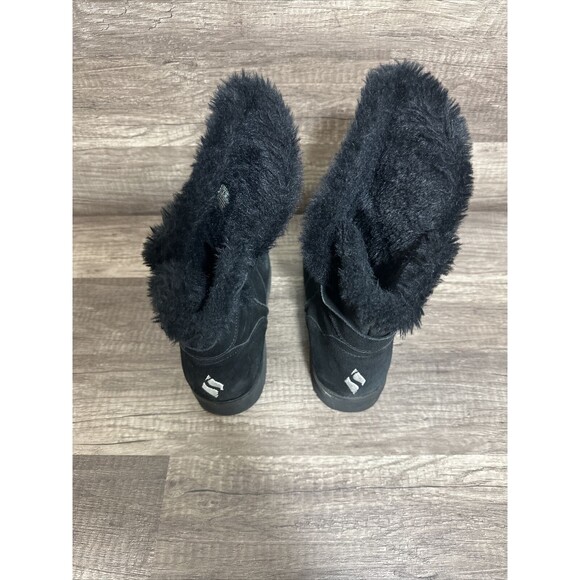Skechers Keepsakes Wedge Winter Boots Black Faux Fur Cozy Peak Mid Calf Size 8 - Picture 5 of 8